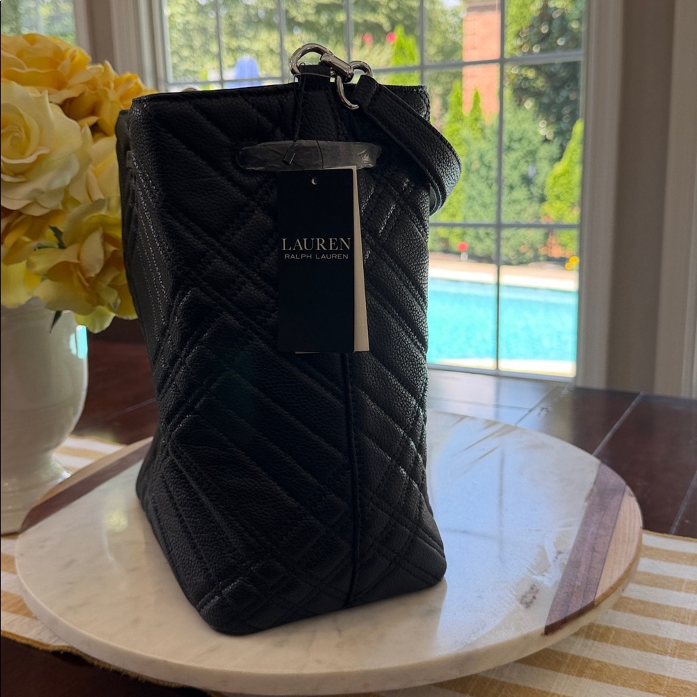 Ralph Lauren Black Quilted Drawstring Tote - Picture 7 of 10
